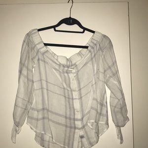 Off the shoulder button down blouse